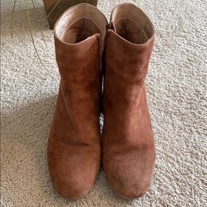 Cognac suede booties
